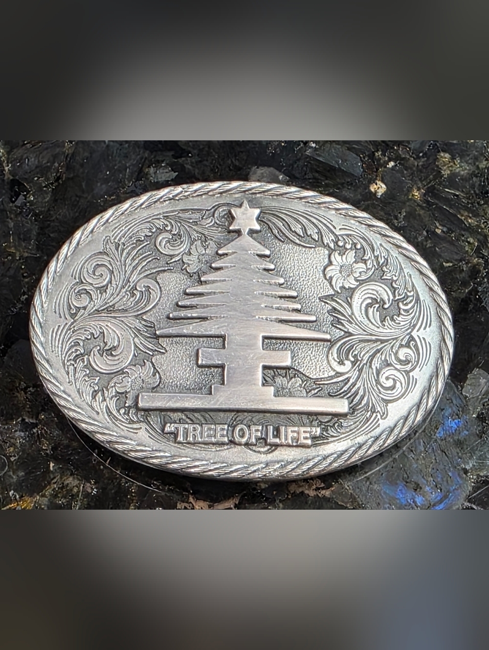 VTG Blue Bayou Brass Tree of Life Belt Buckle Brass/Pewter